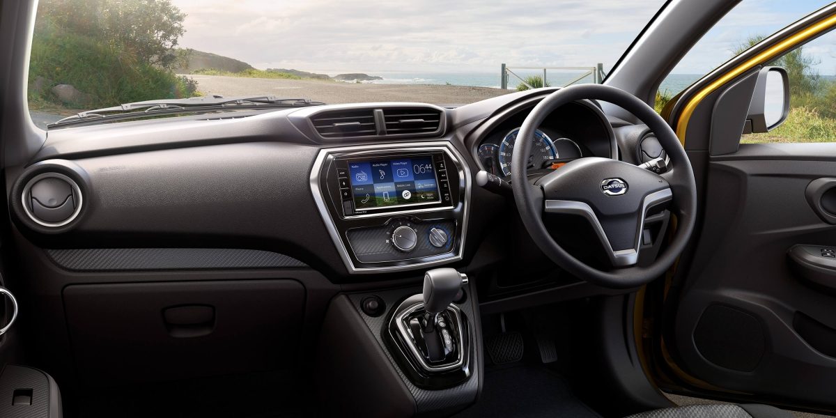 Datsun Cross dash layout with center touchscreen