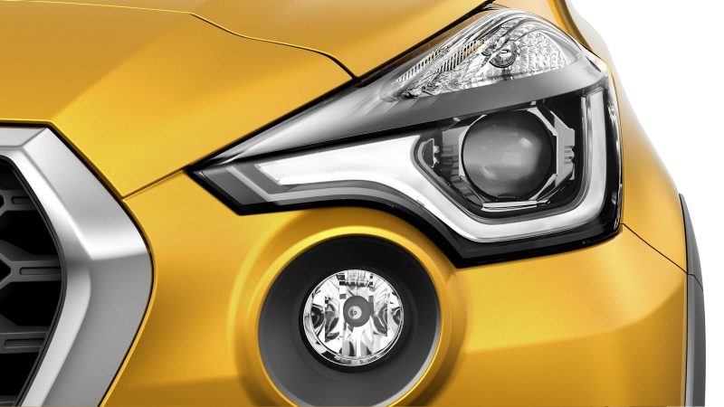 Datsun Cross close view of headlamp and fog light